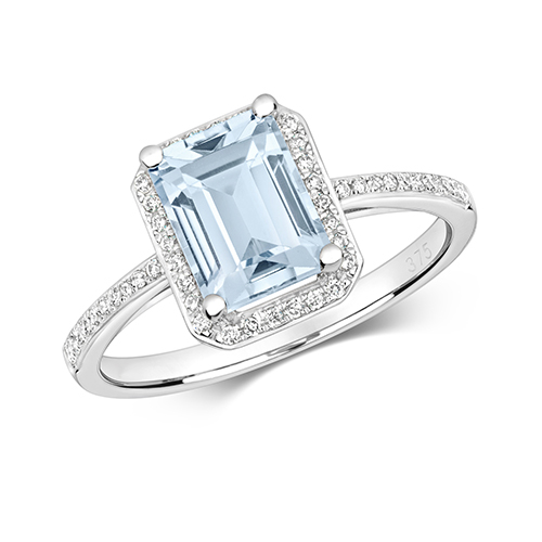 9CT WHITE GOLD DIAMOND AND AQUAMARINE RING – Watches of Whitby