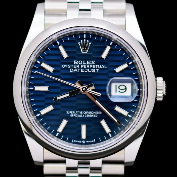 <strong>Rolex Datejust "Blue Motif" 36</strong></br> Model Ref-126200</br> Stainless Steel</br> 2022 Box & Papers