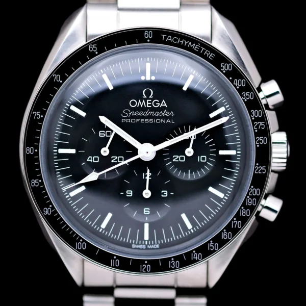 <strong>Omega Speedmaster Moonwatch "Hesalite" 42</strong></br> Model Ref-31032425001001 </br> Stainless Steel</br> 2021 Box & Papers