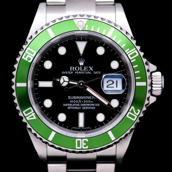 <strong>Rolex Submariner "Kermit" 40</strong></br> Model Ref-16610LV</br> Stainless Steel</br> 2009 Box & Papers