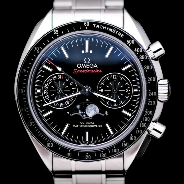 <strong>Omega Speedmaster Moonphase 44 </strong></br> Model Ref- 30430445201001 </br> Stainless Steel</br> 2019 Box & Papers