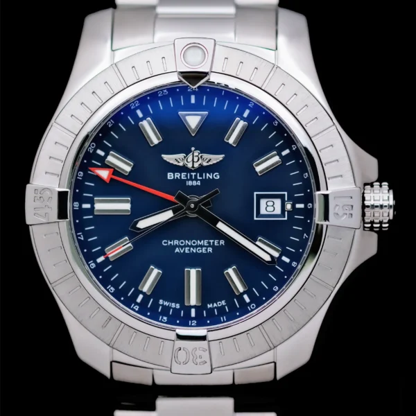 <strong>Breitling Avenger GMT 45</strong></br> Model Ref-A32395101C1A1</br> Stainless Steel</br> 2023 Box & Papers