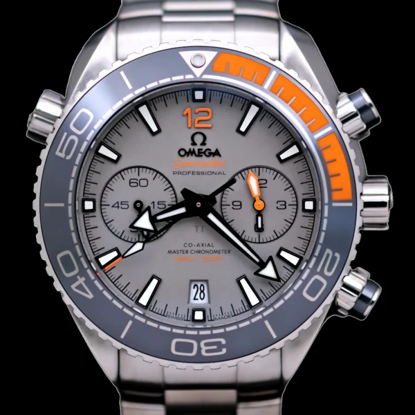 <strong>Omega Planet Ocean Chrono 45.5 </strong></br> Model Ref-21590465199001</br> Titanium</br> 2020 Box & Papers