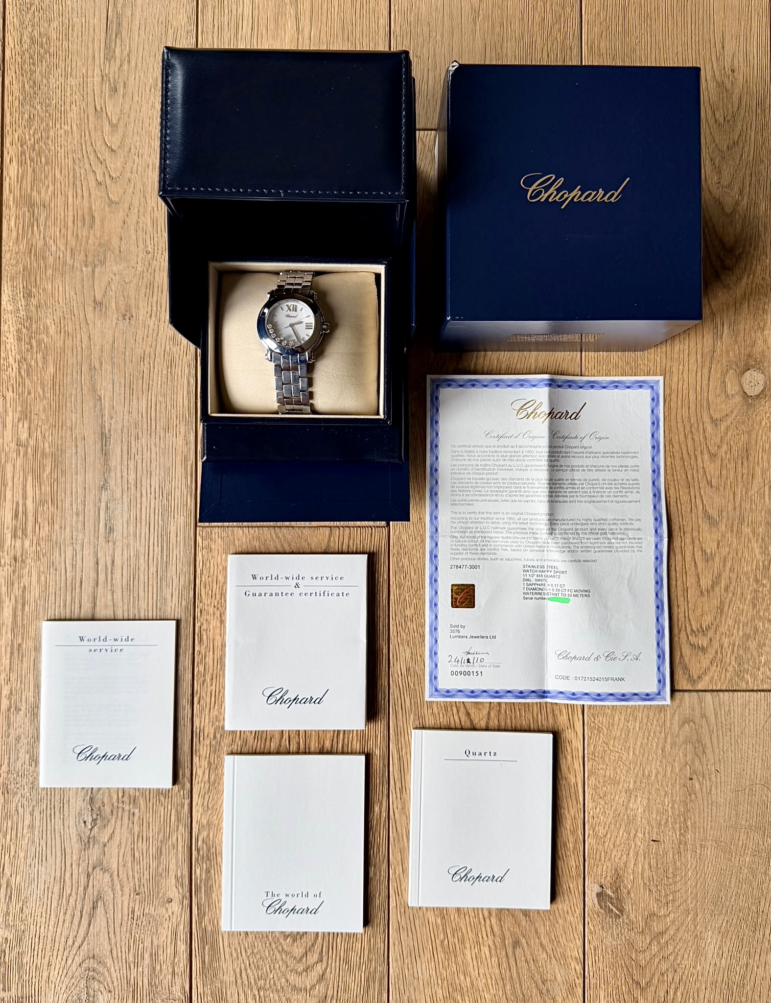 <strong>Chopard Happy Sport 36</strong></br> Model Ref-278477-3001</br> Stainless Steel</br> 2010 Box & Papers - Image 9