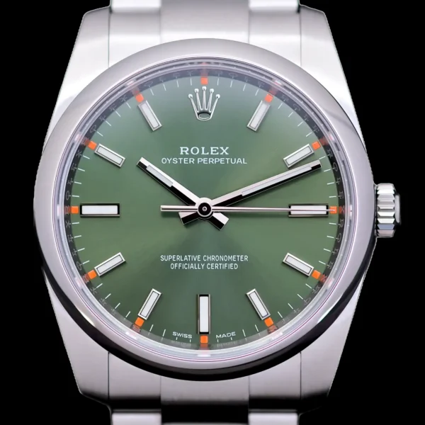 <strong>Rolex Oyster Perpetual "Olive Green" 34</strong></br> Model Ref-114200</br> Stainless Steel</br> 2019 Box & Papers