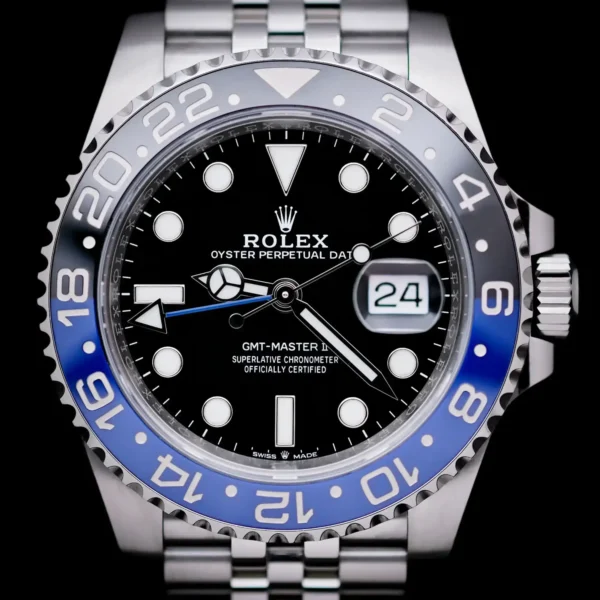 <strong>Rolex GMT-Master 2 "Batgirl" 40</strong></br> Model Ref-126710BLNR</br> Stainless Steel</br> Aug 2026 Box & Papers