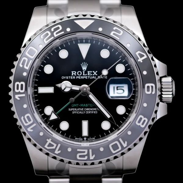 <strong>Rolex GMT-Master 2 "Bruce Wayne" 40</strong></br> Model Ref-126710GRNR</br> Stainless Steel</br> Aug 2026 Box & Papers