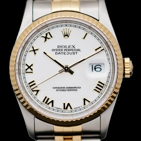 <strong>Rolex Datejust 36</strong></br> Model Ref-16233</br> Yellow Gold & Steel</br> 1995 B&P Plus 2024 Rolex service Card